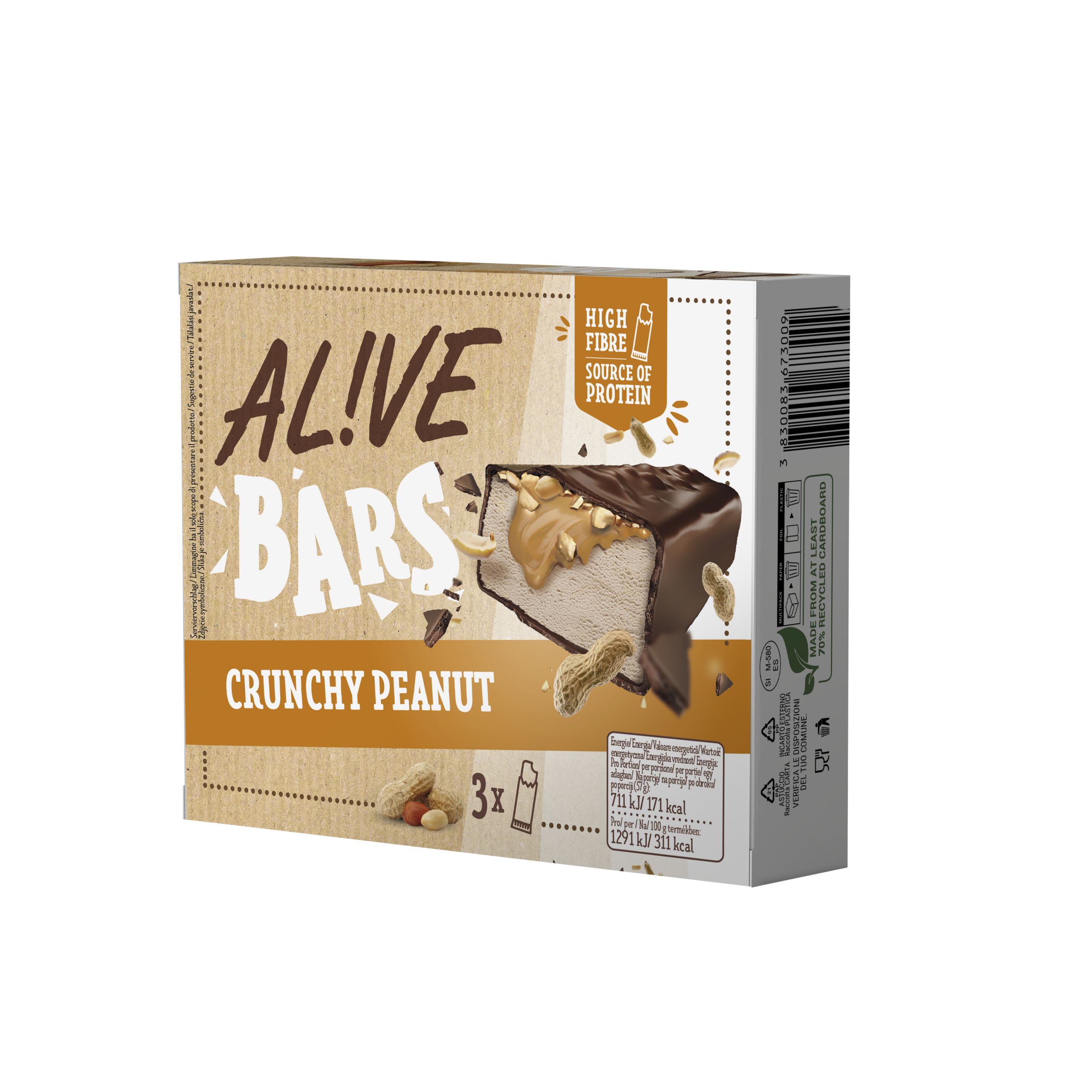 AL!VE Crunchy Peanut Protein Bar Ice Cream 57g (4 Pcs)