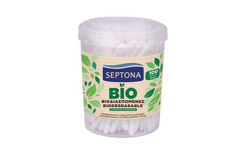 SEPTONA Cotton Buds BIODEGRADABLE Round Drum 100pcs