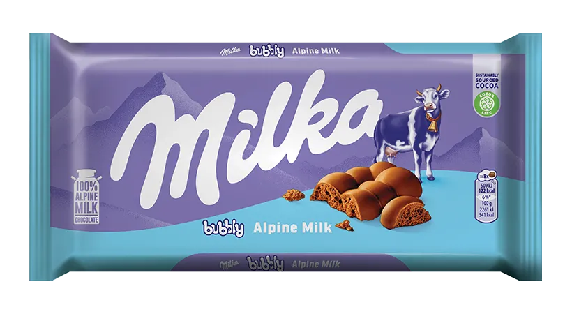 Milka Bubbly Alpine Milk Chocolate Bar 90g