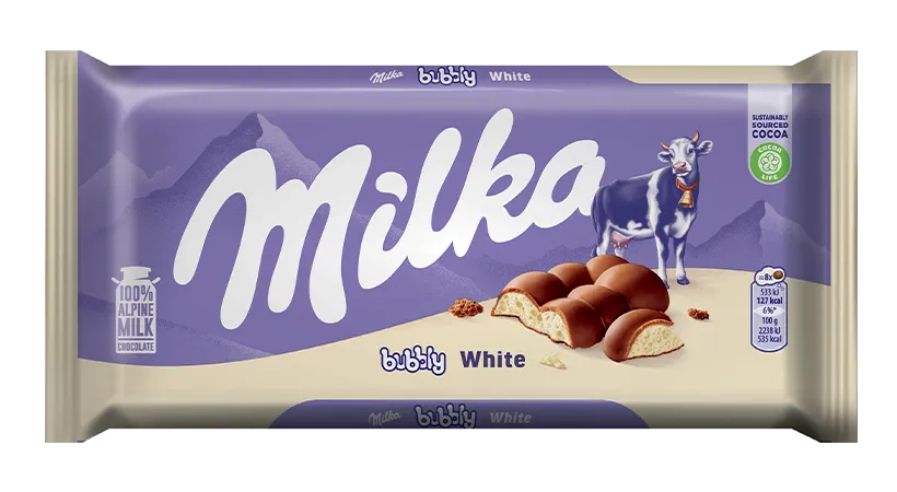 Milka Bubbly Milk & White Chocolate Bar 95g