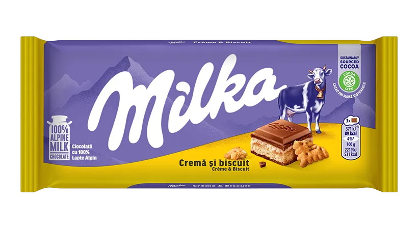 Milka Cream & Biscuit Chocolate Bar 100g