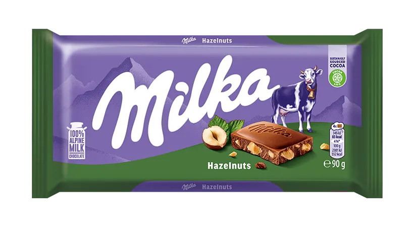 Milka Broken Hazelnut Milk Chocolate Bar 90g