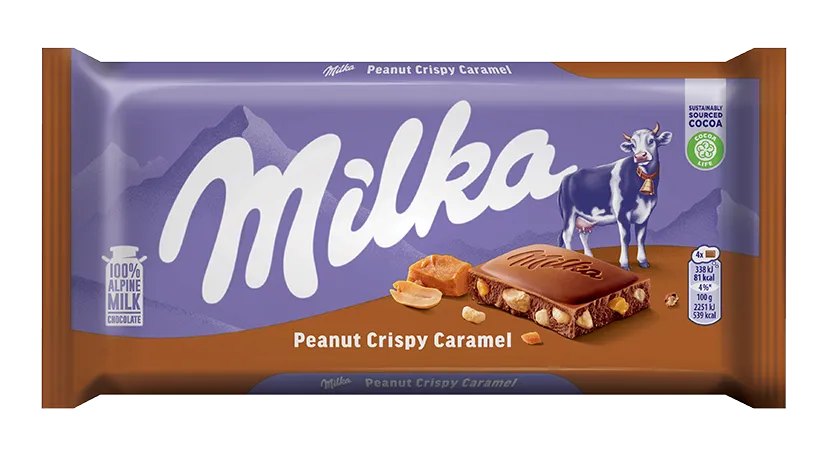 Milka Peanut Crispy Caramel Chocolate Bar 90g