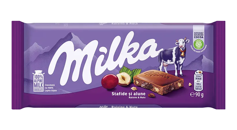 Milka Raisins & Nuts Milk Chocolate Bar 90g