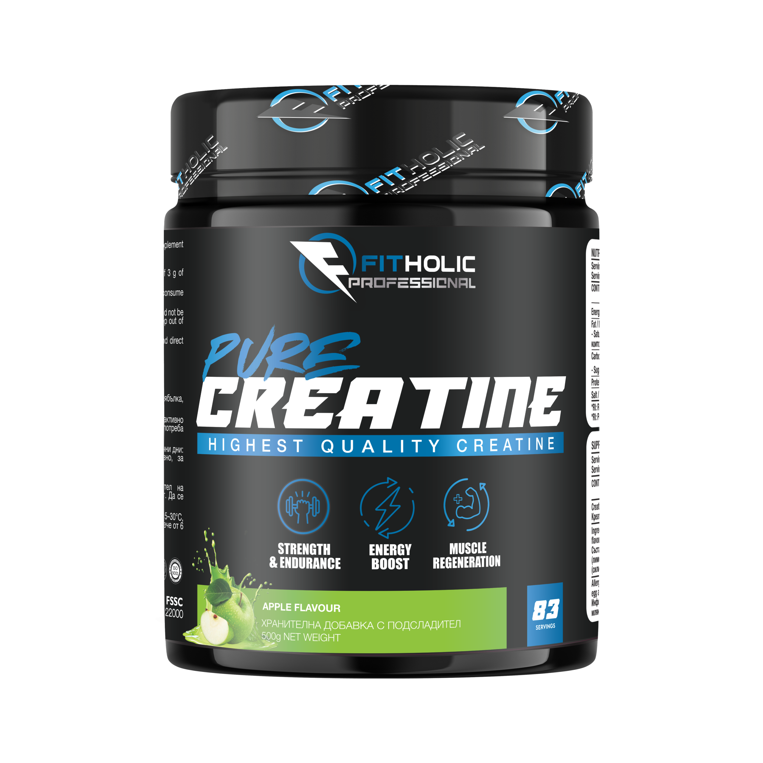 Fitholic Professional Pure Creatine 500g Flavoured Creatine Apple
