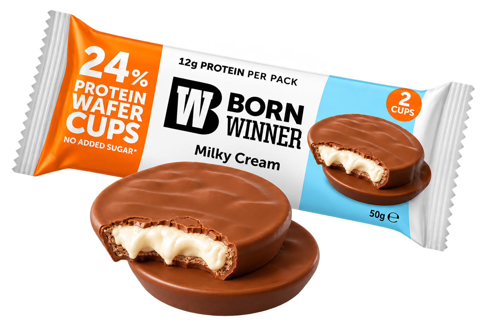 BW Protein Wafer Cups with Milky Cream Filling 2x25g
